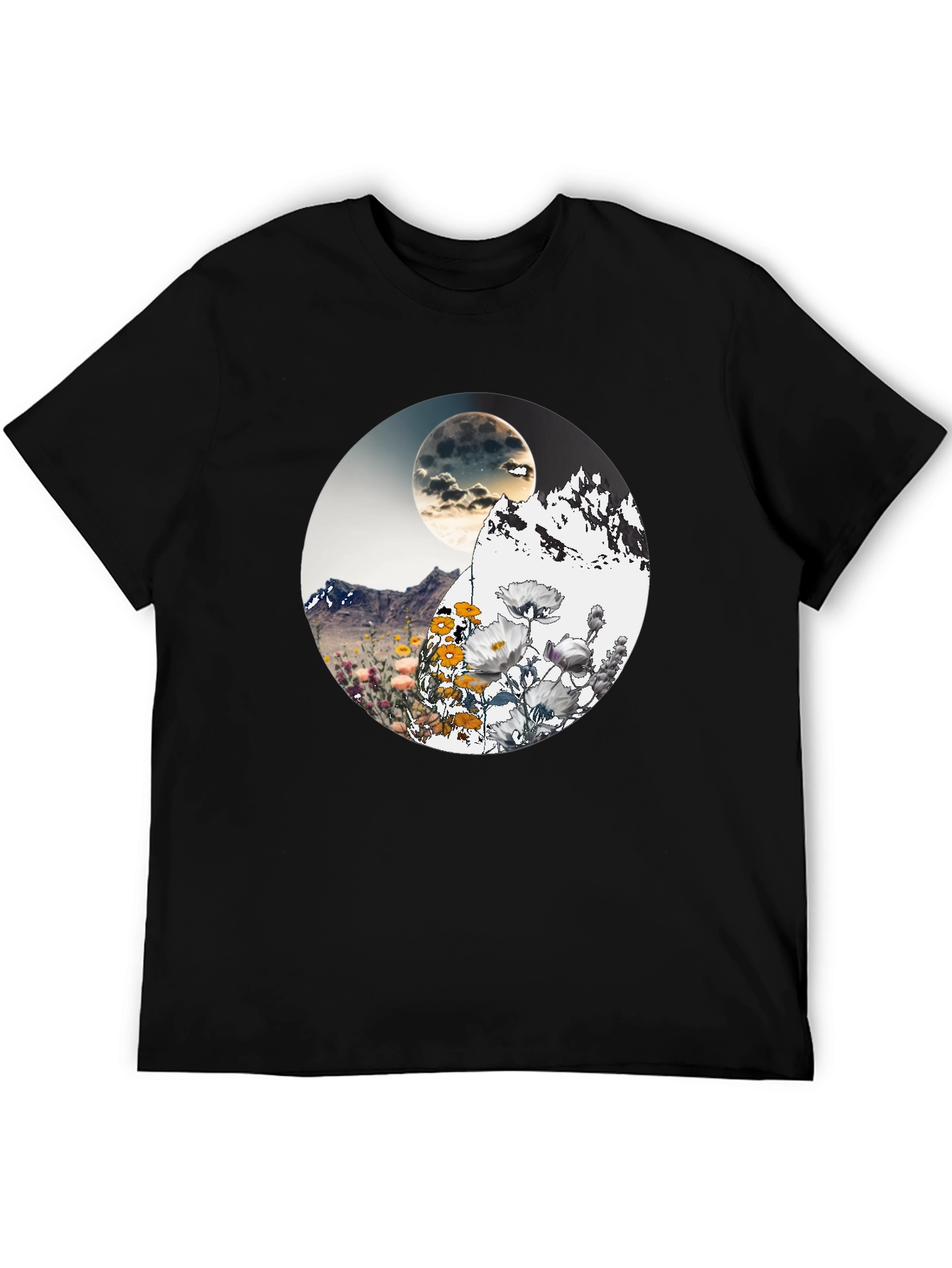 Mountain Moon Floral Graphic T-Shirt