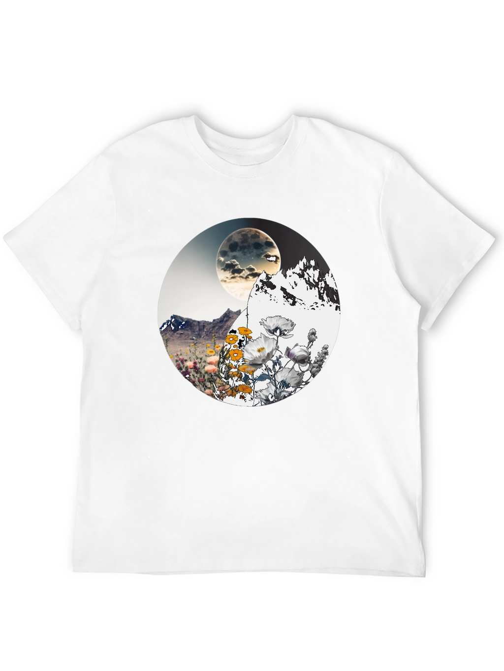 Mountain Moon Floral Graphic T-Shirt