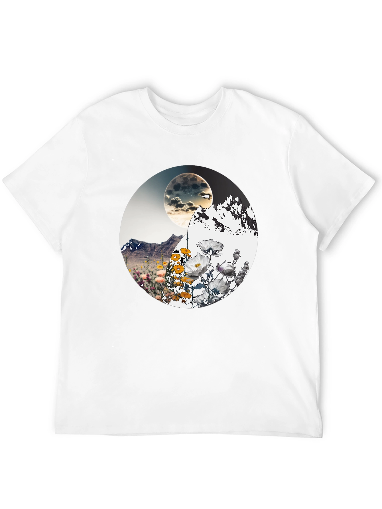 Mountain Moon Floral Graphic T-Shirt