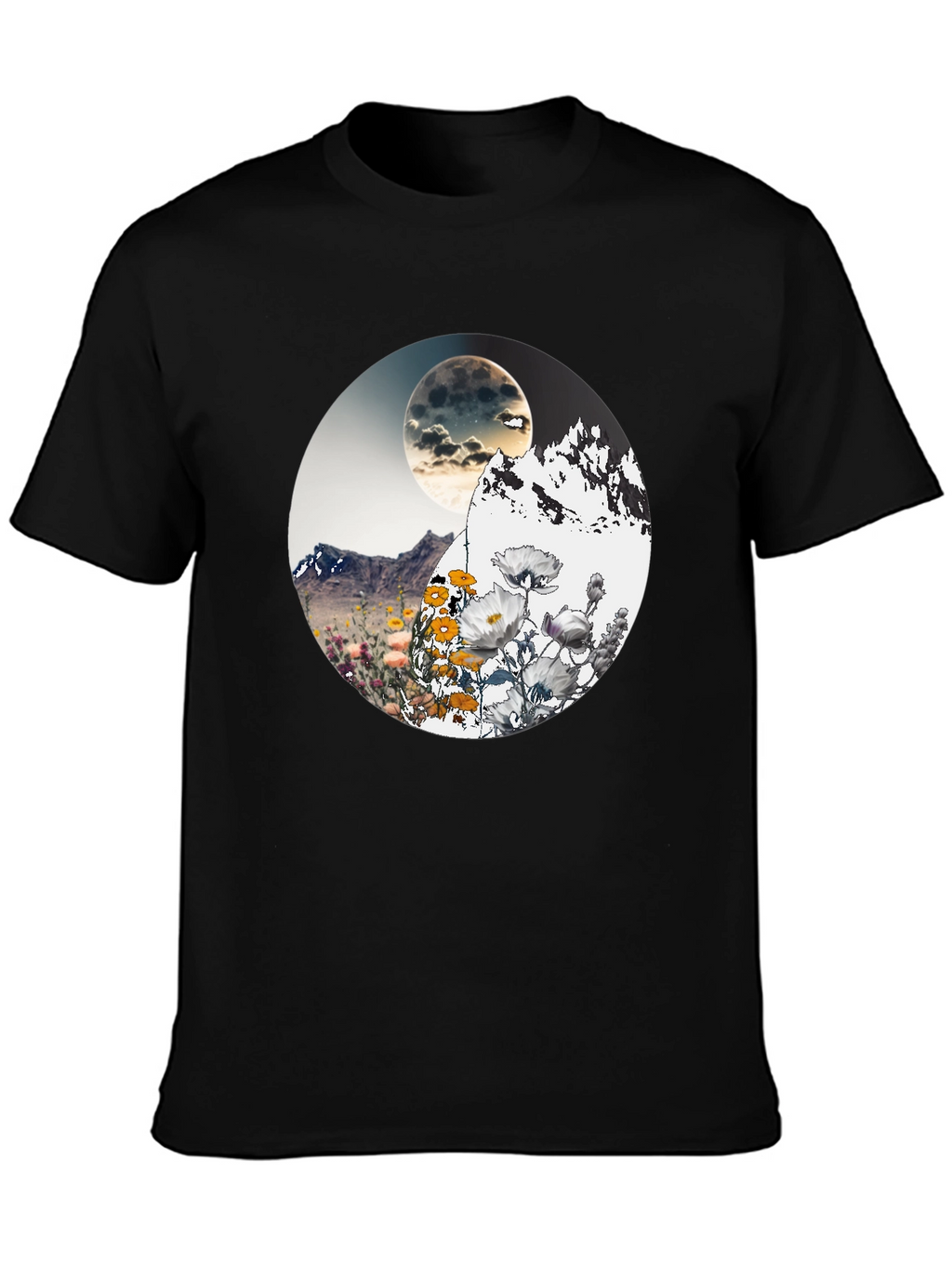 Mountain Moon Floral Graphic T-Shirt