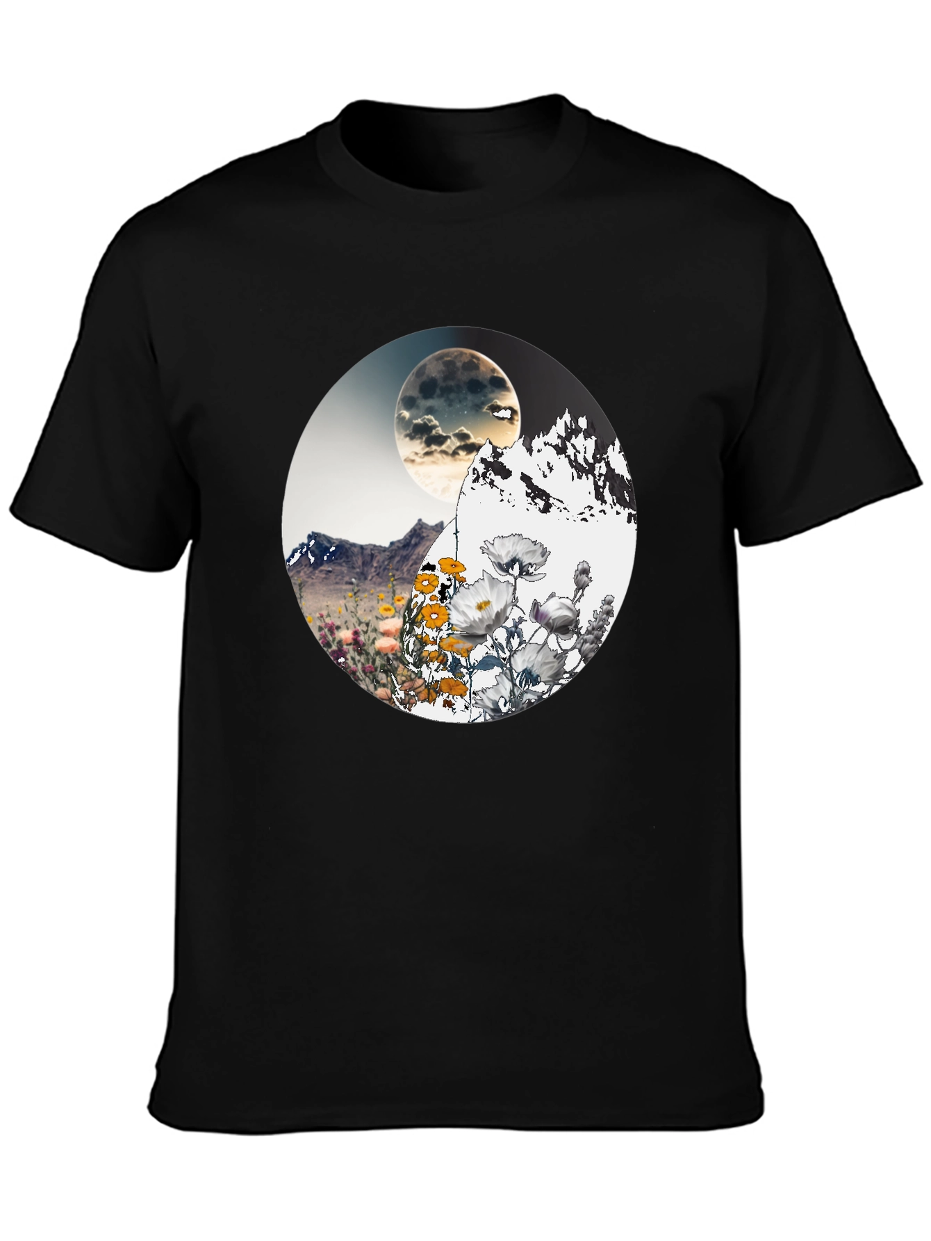 Mountain Moon Floral Graphic T-Shirt