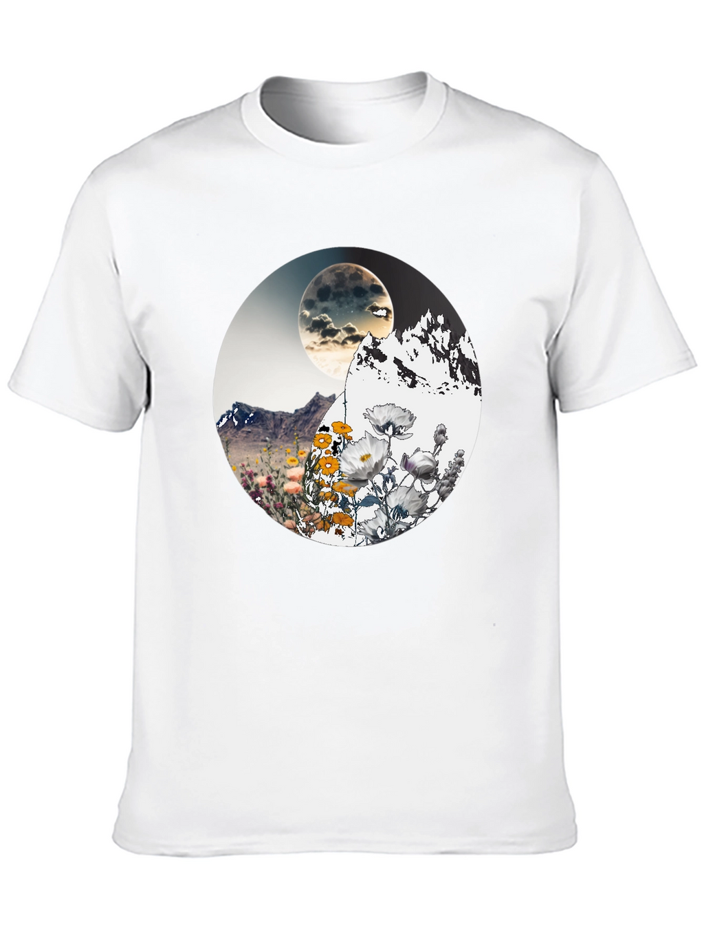 Mountain Moon Floral Graphic T-Shirt