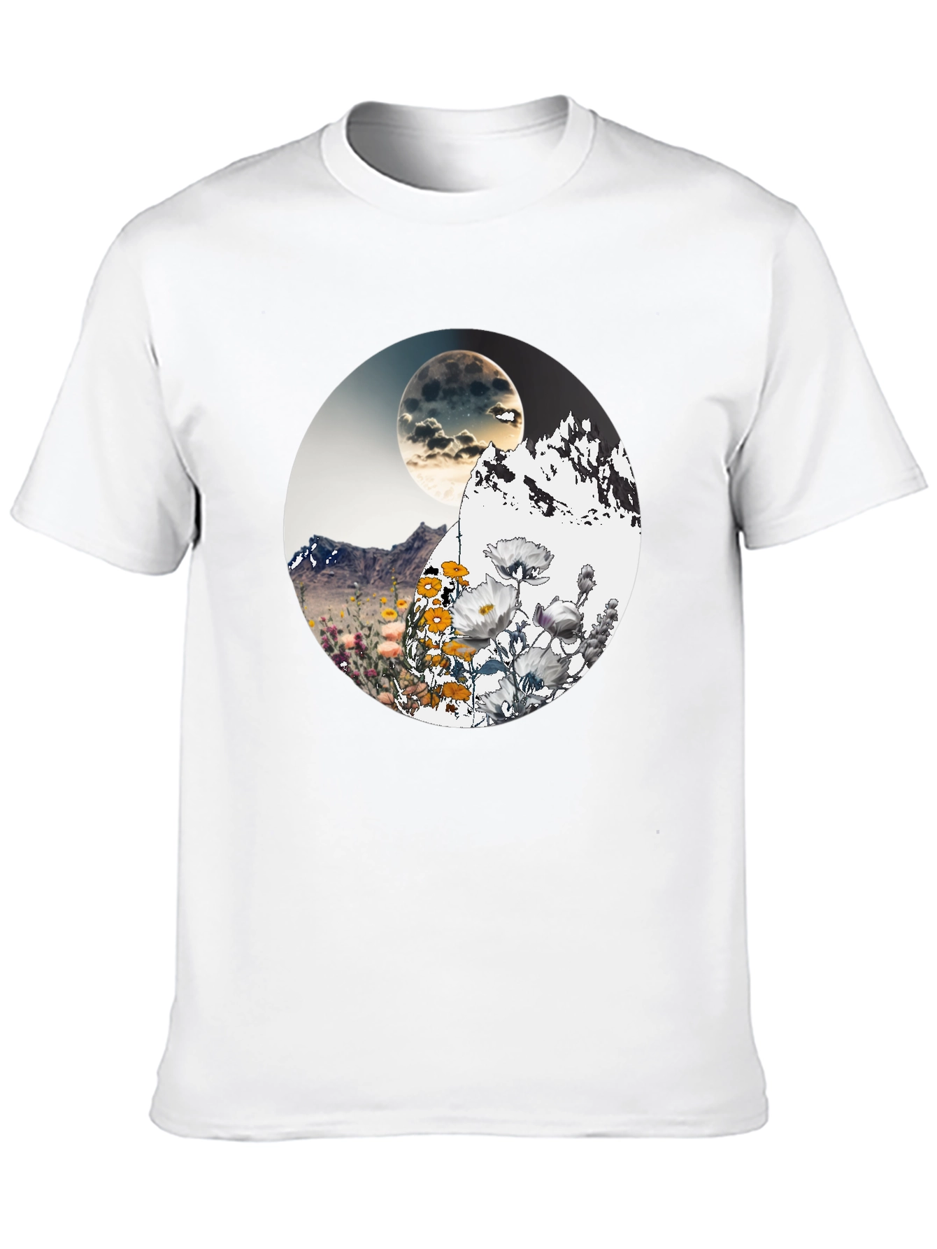 Mountain Moon Floral Graphic T-Shirt