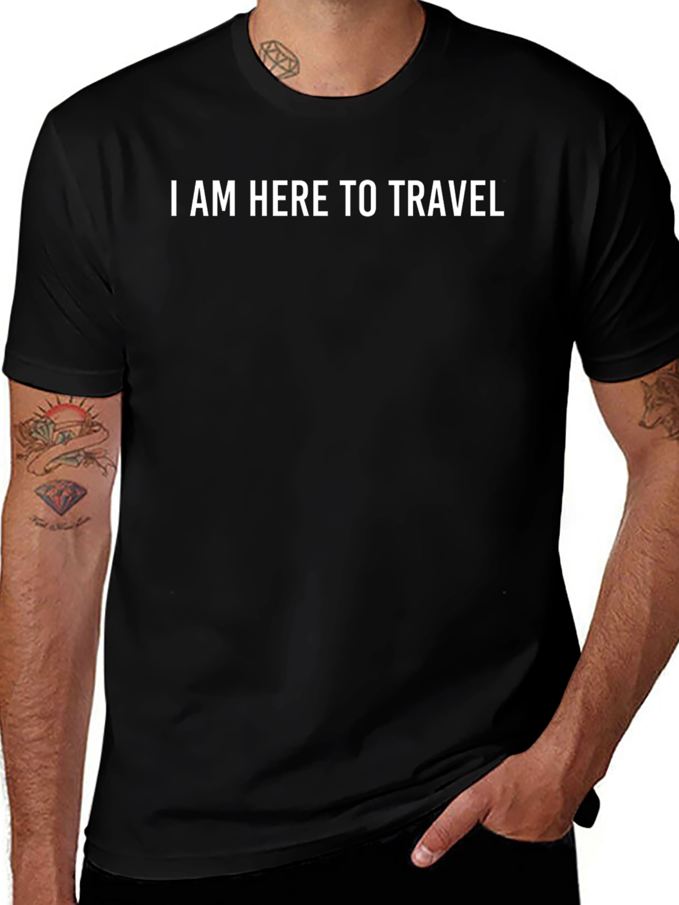 I AM HERE TO TRAVEL - Classic Black Tee