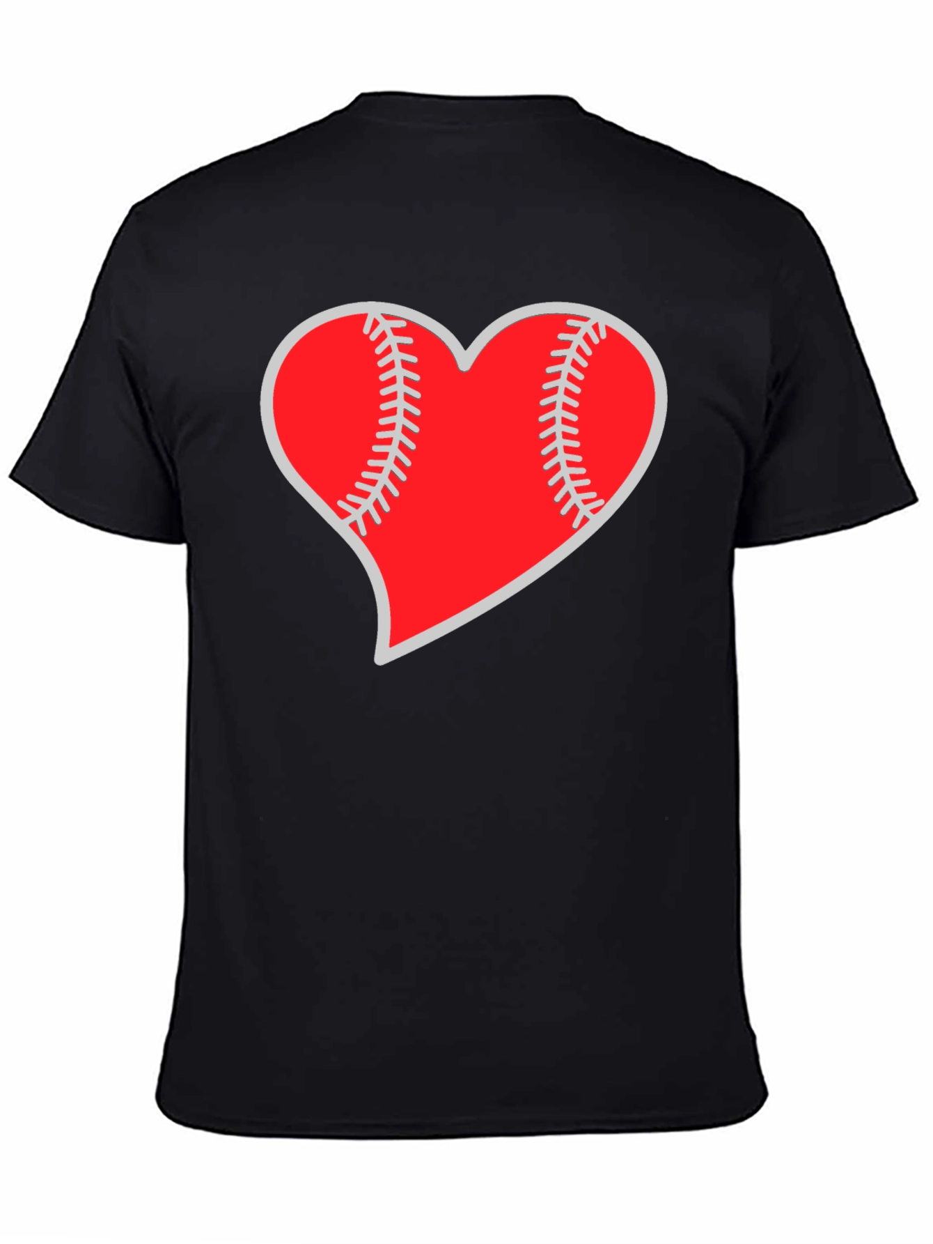 Baseball Heart Graphic Tee - Black Casual T-Shirt