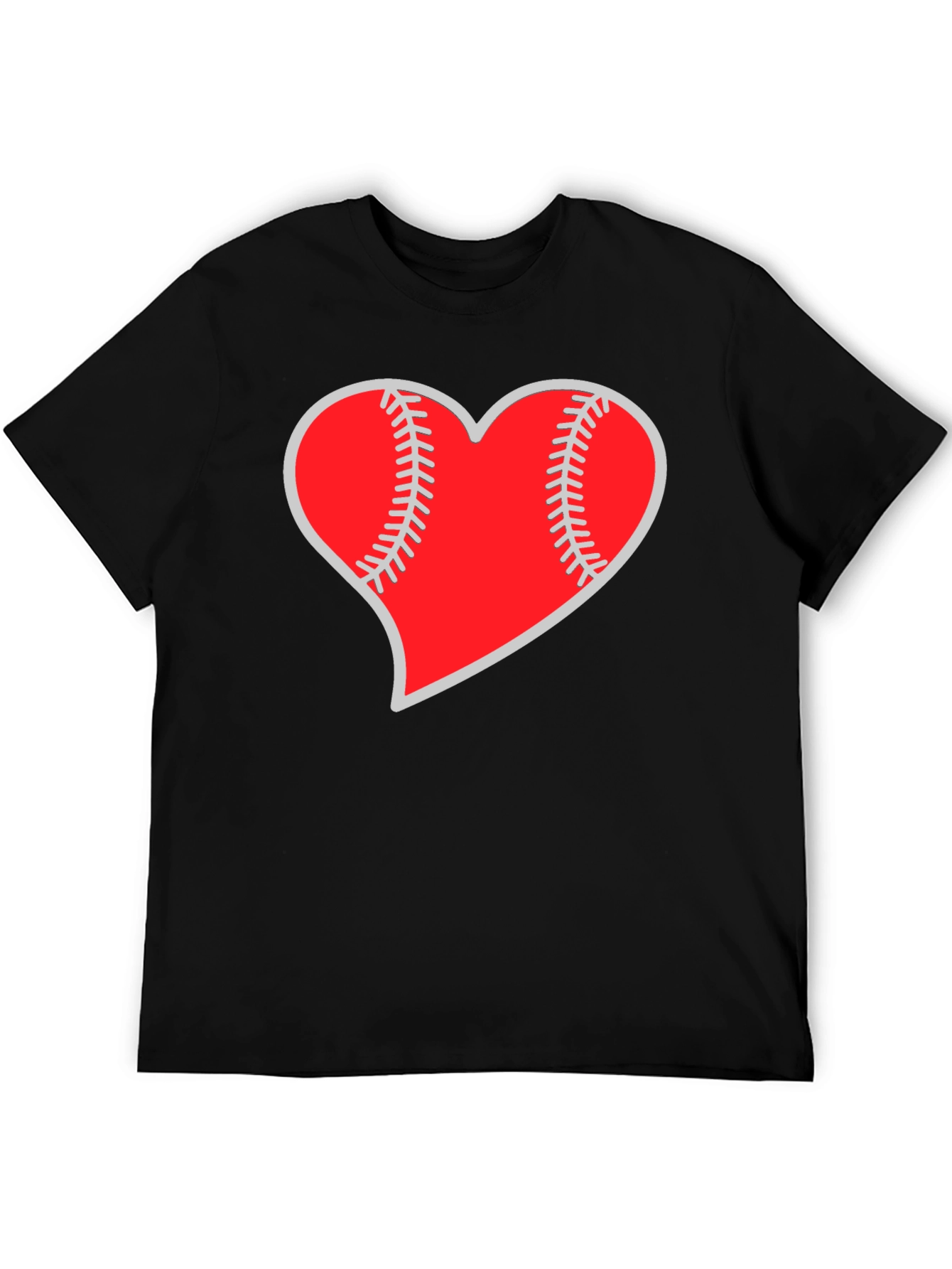 Baseball Heart Graphic Tee - Black Casual T-Shirt