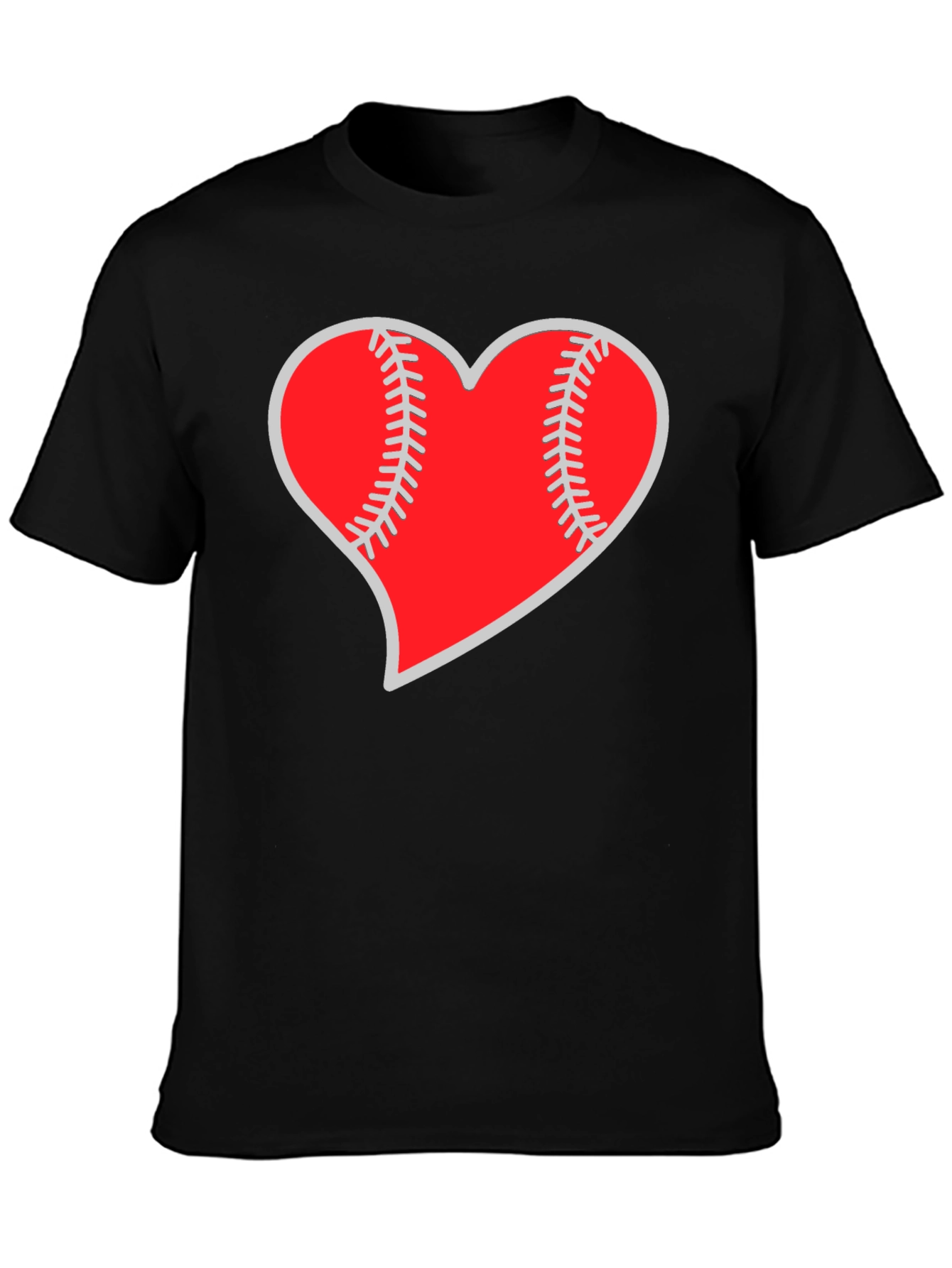 Baseball Heart Graphic Tee - Black Casual T-Shirt