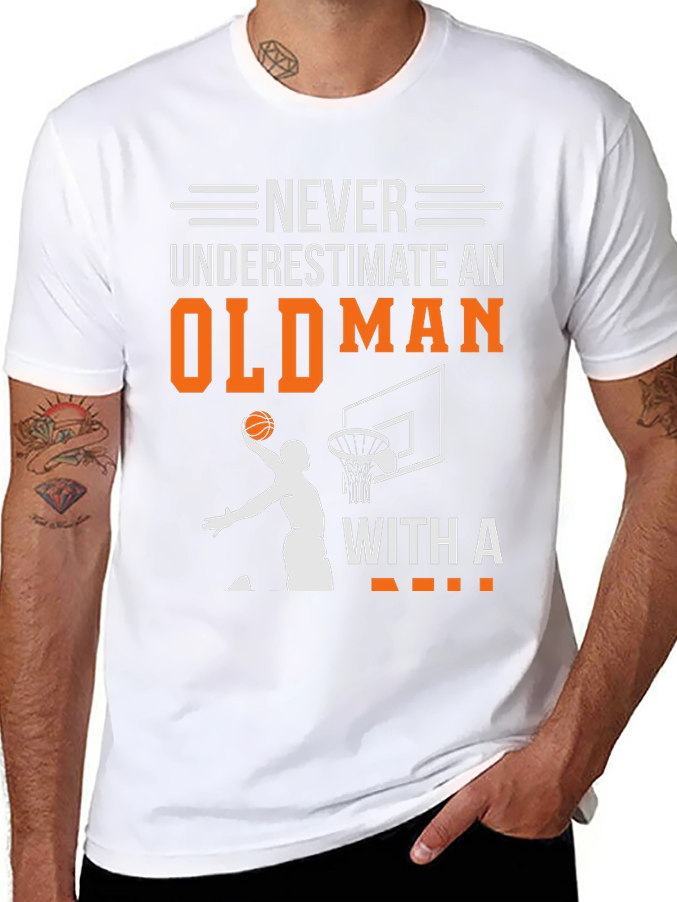 Never Underestimate an Old Man Basketball T-Shirt