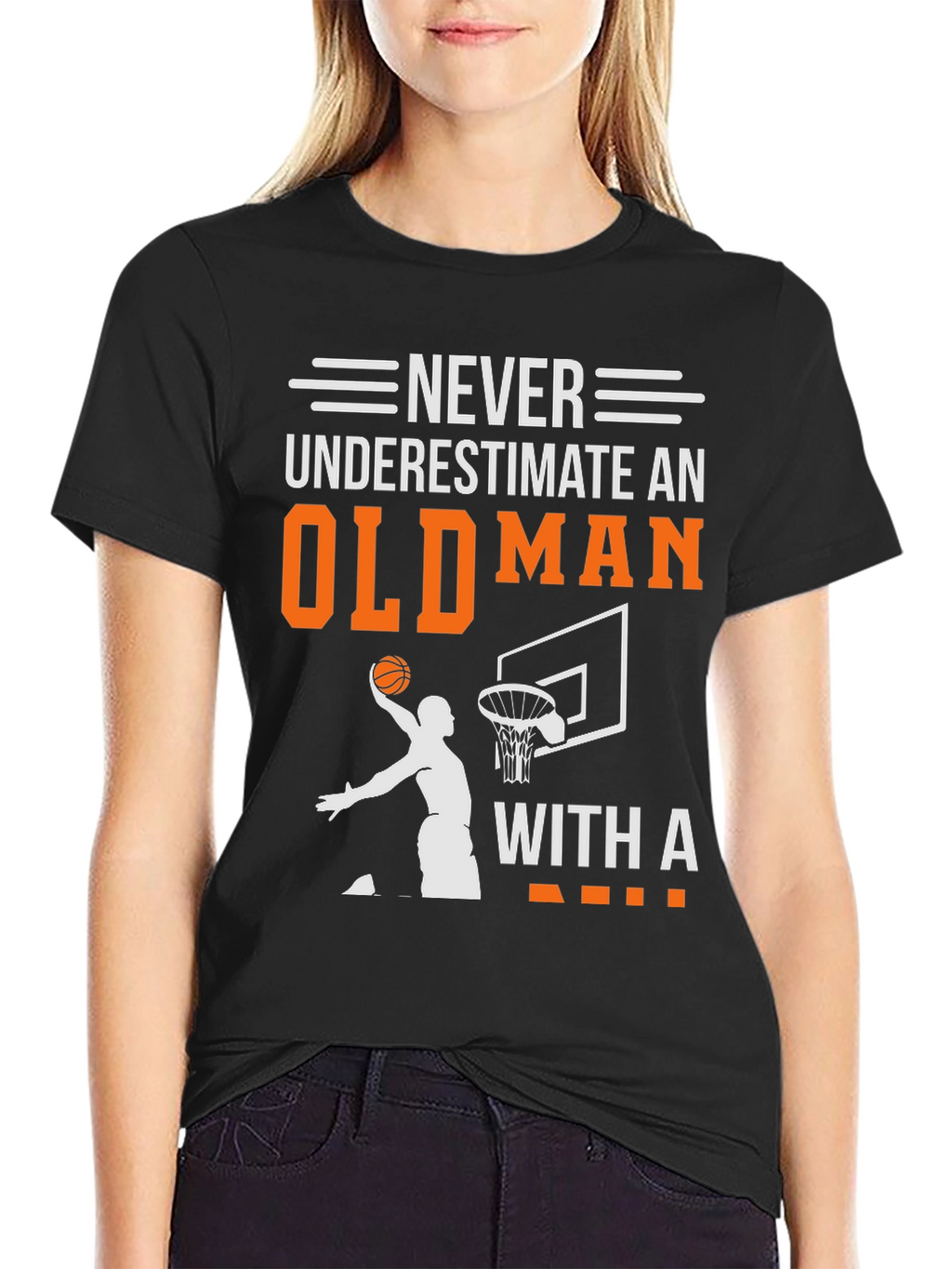 Never Underestimate an Old Man Basketball T-Shirt