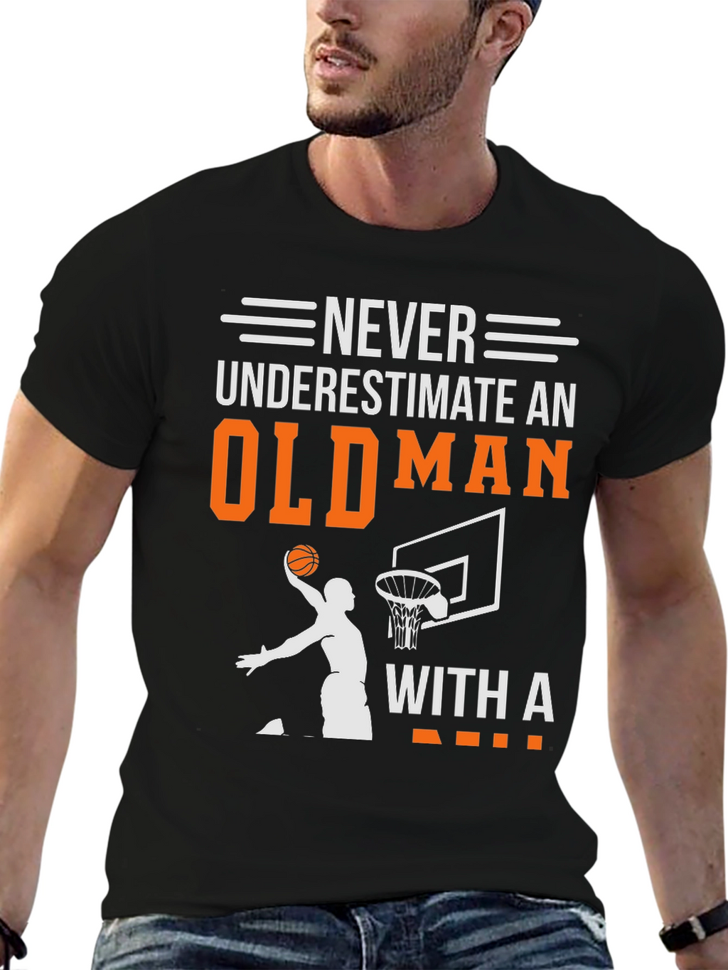 Never Underestimate an Old Man Basketball T-Shirt