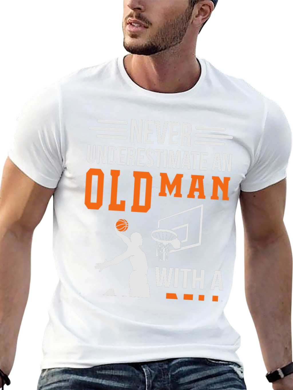Never Underestimate an Old Man Basketball T-Shirt