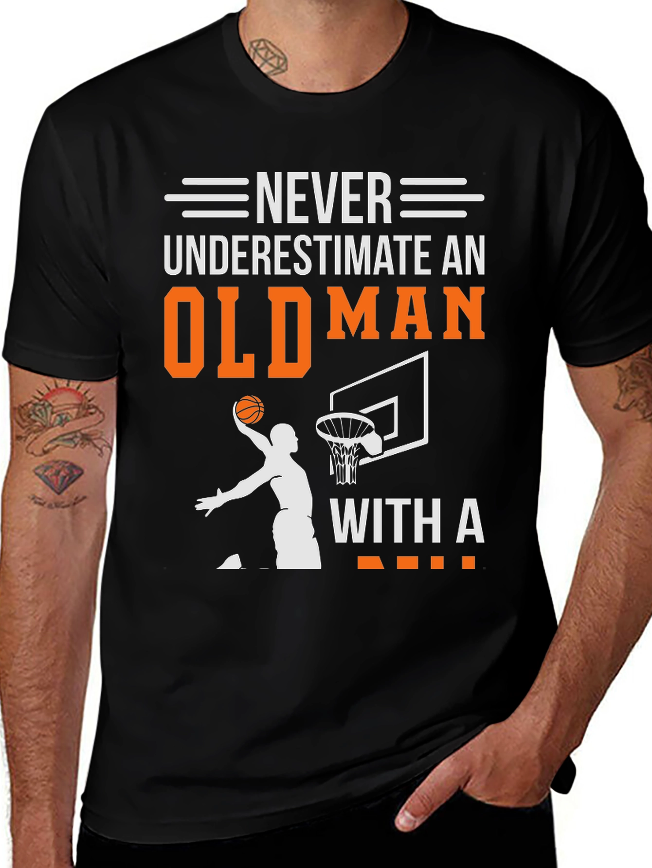 Never Underestimate an Old Man Basketball T-Shirt