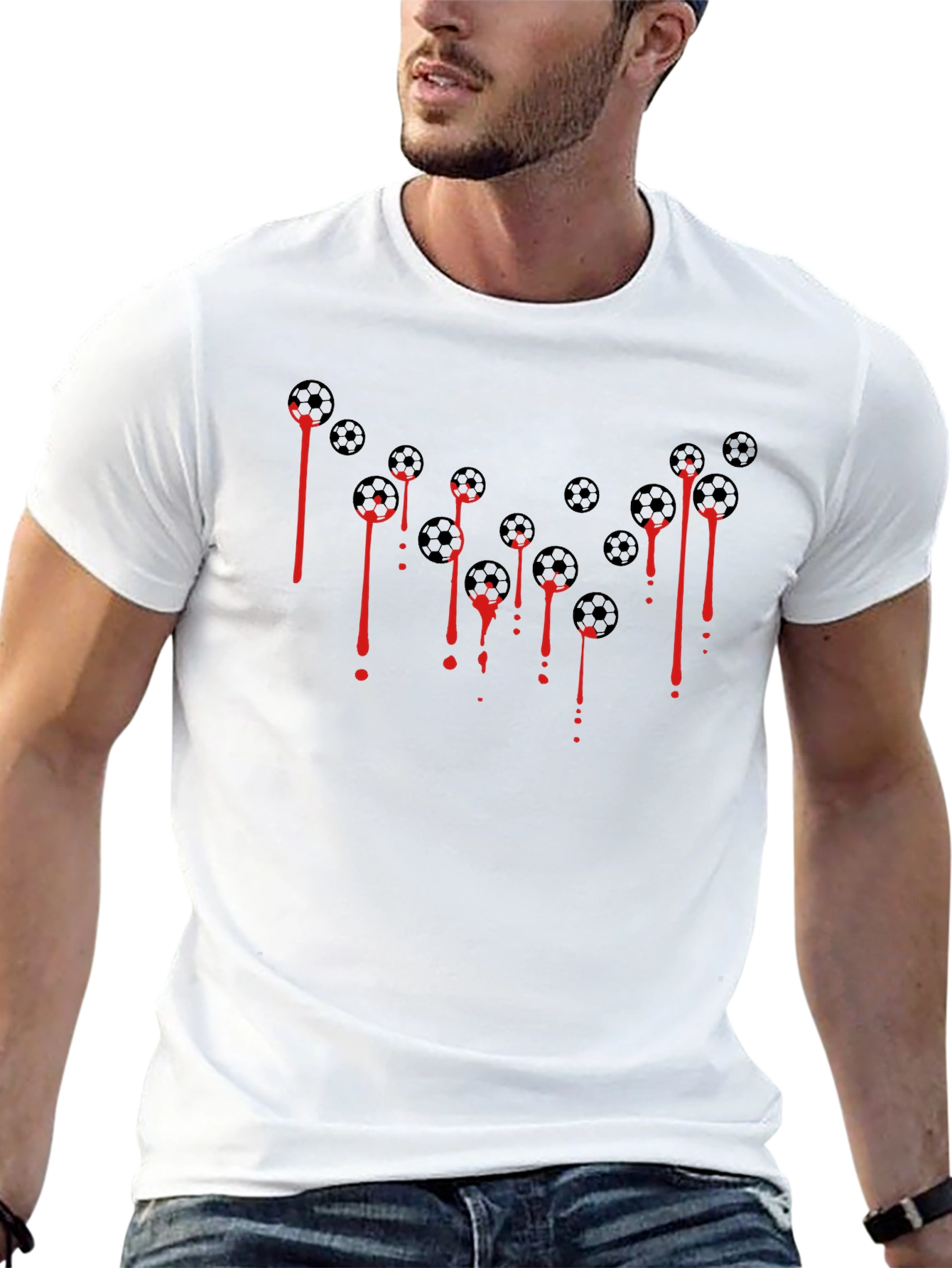 Soccer Balls & Drips Graphic Tee - Black