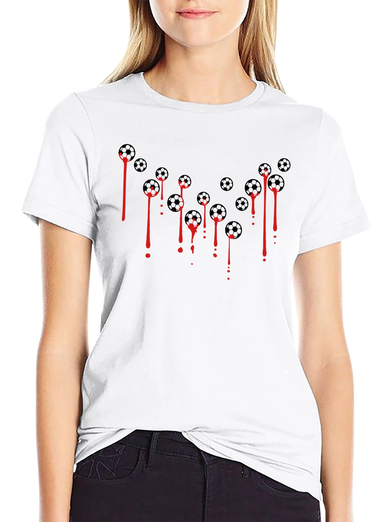 Soccer Balls & Drips Graphic Tee - Black