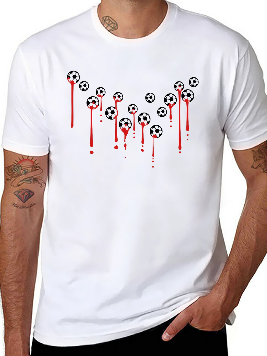 Soccer Balls & Drips Graphic Tee - Black