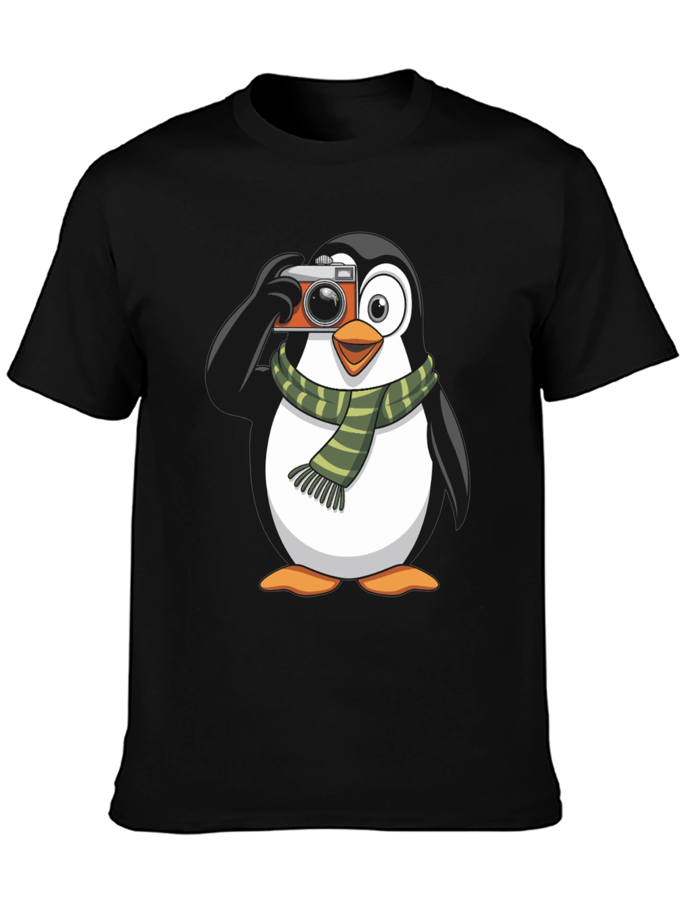 Penguin Photographer Graphic T-Shirt - Black