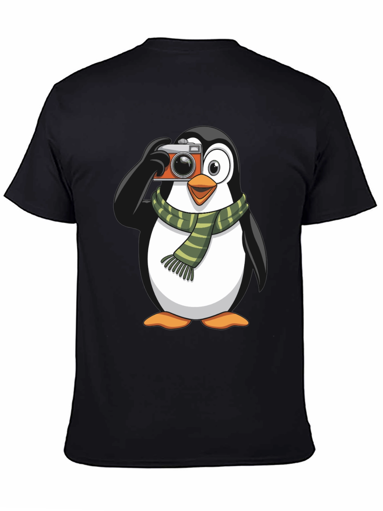 Penguin Photographer Graphic T-Shirt - Black