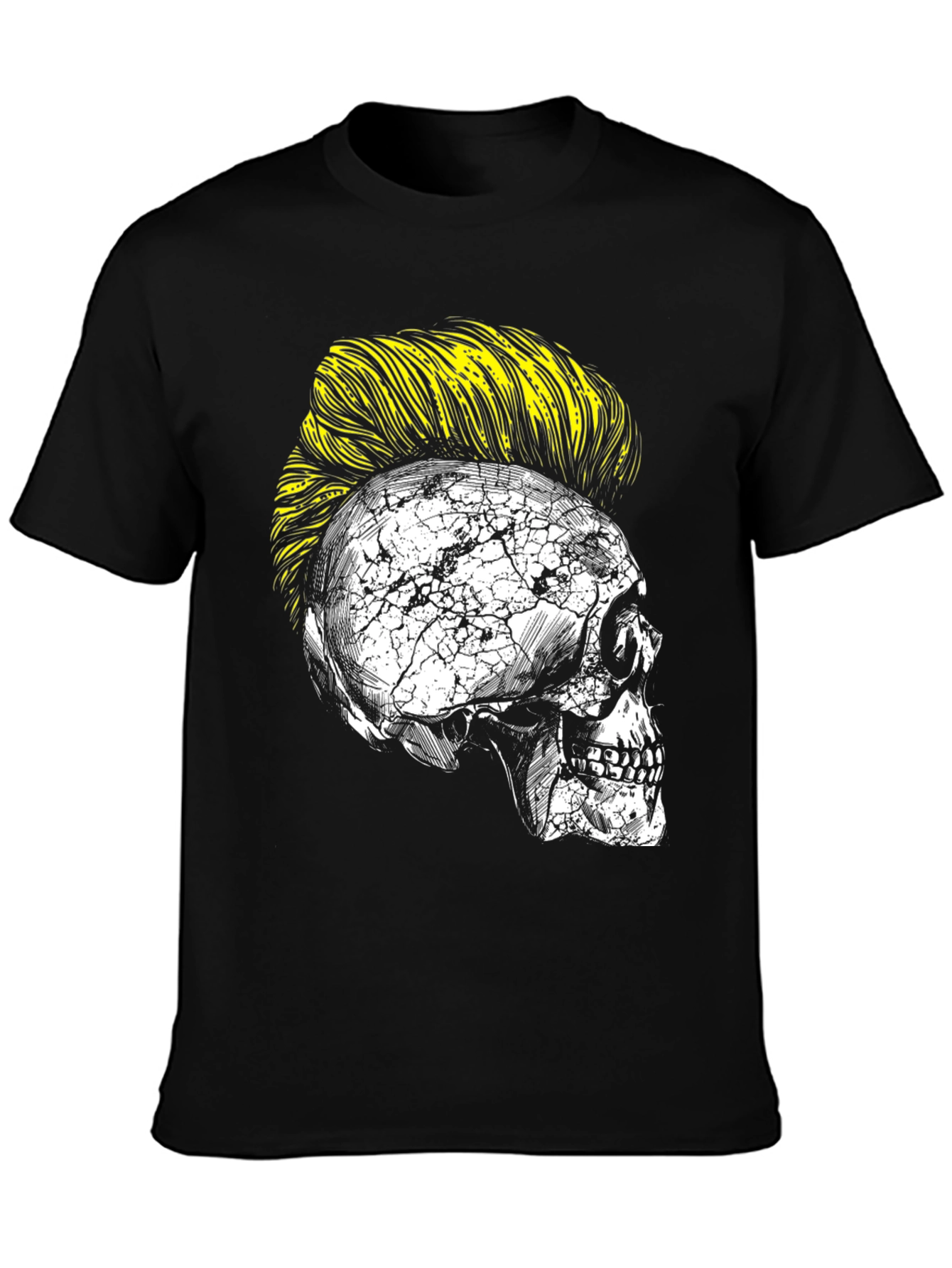 Skull with Mohawk Graphic Tee - Unique Fashion Statement