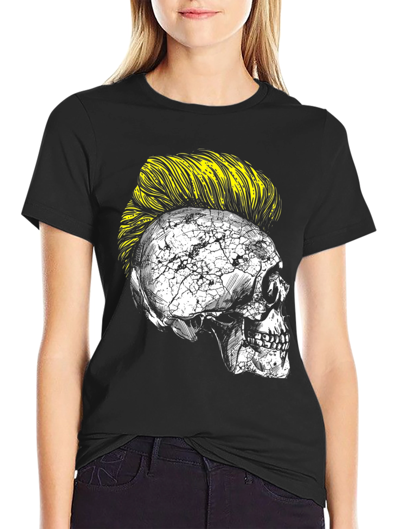 Skull with Mohawk Graphic Tee - Unique Fashion Statement