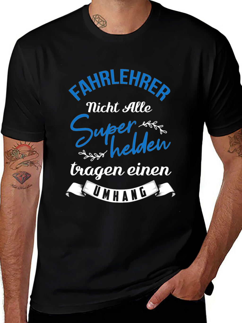 Fahrlehrer Superhelden T-Shirt Black Cotton