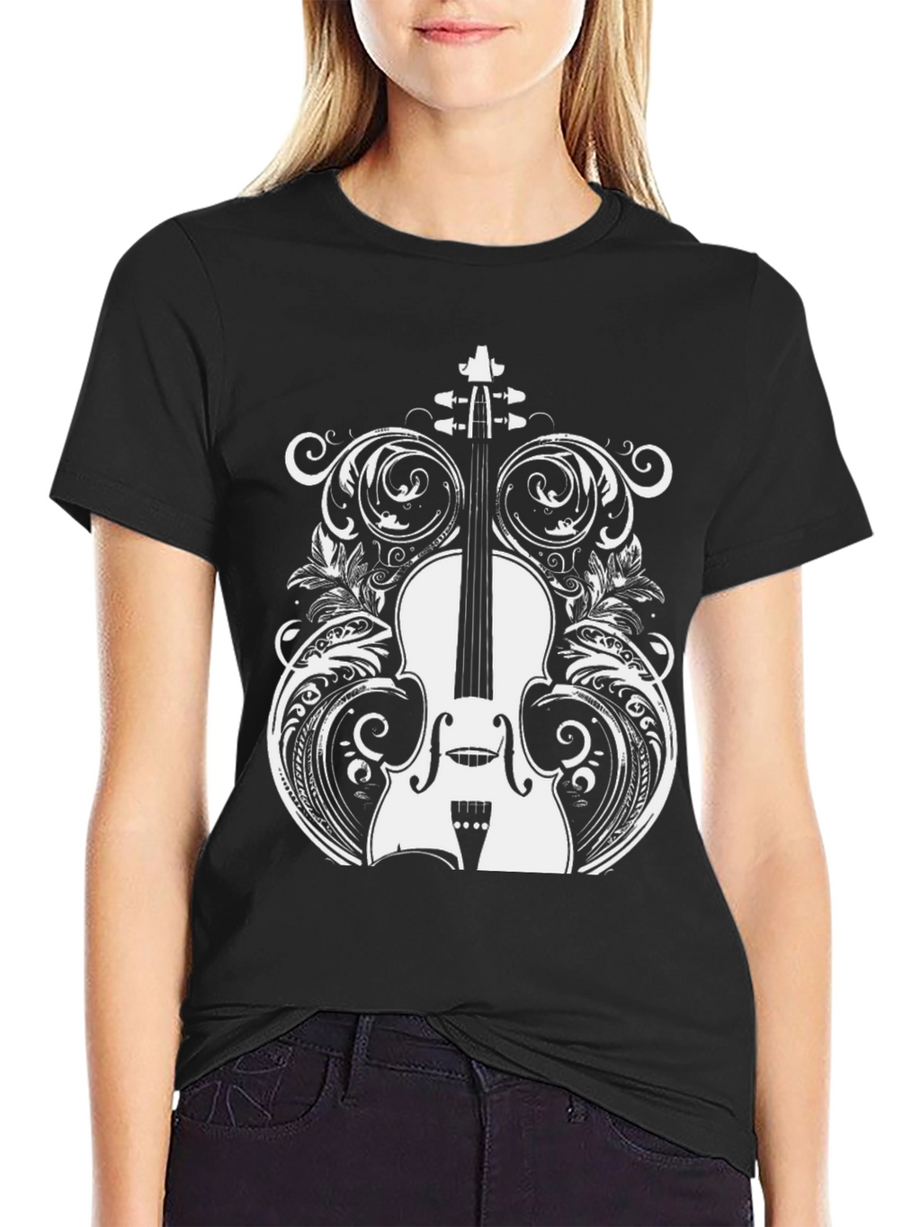Violin Graphic Black T-Shirt