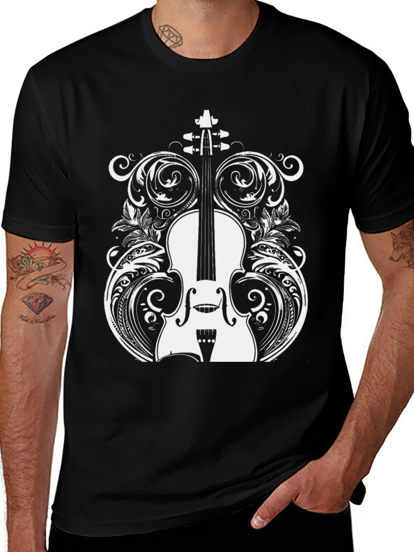 Violin Graphic Black T-Shirt