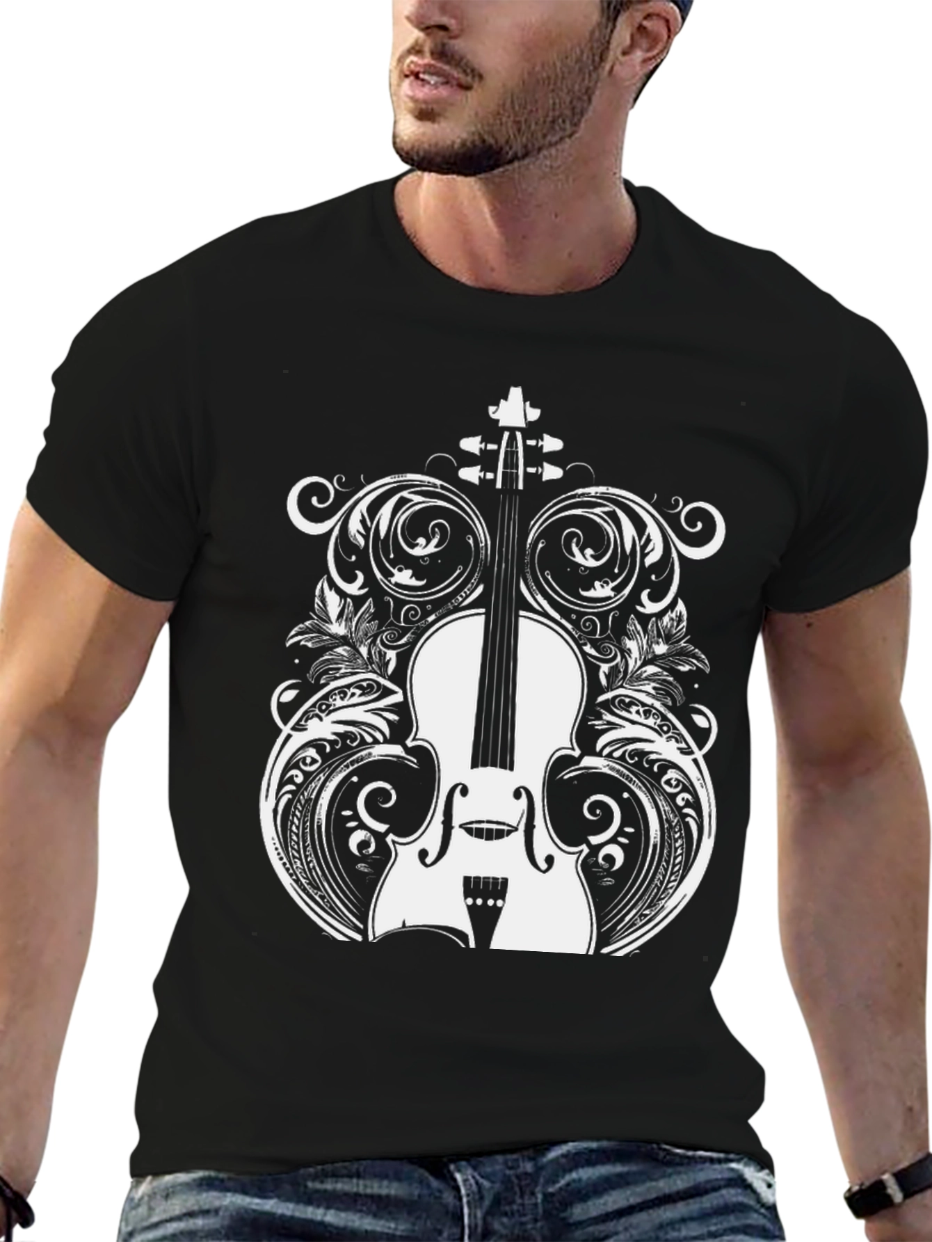 Violin Graphic Black T-Shirt
