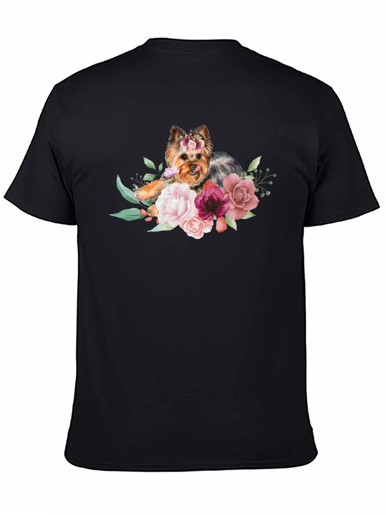 Floral Yorkie Dog T-Shirt - Cute Pet Lover Tee