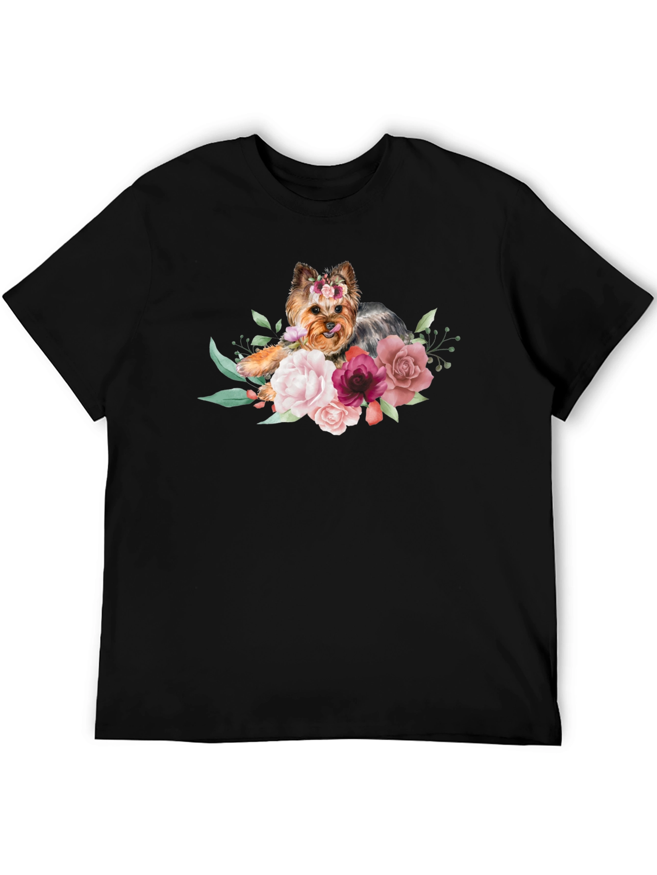 Floral Yorkie Dog T-Shirt - Cute Pet Lover Tee