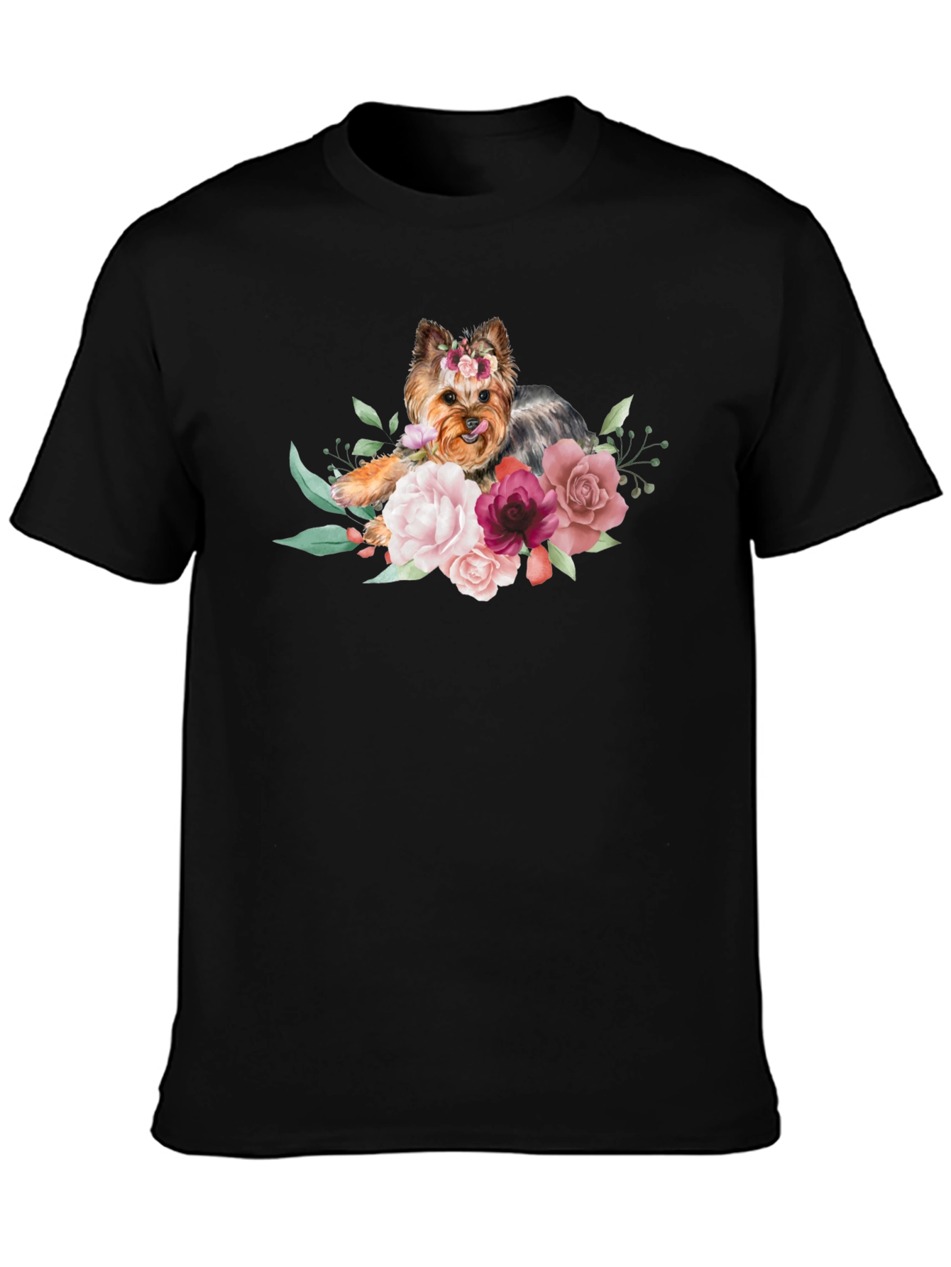 Floral Yorkie Dog T-Shirt - Cute Pet Lover Tee