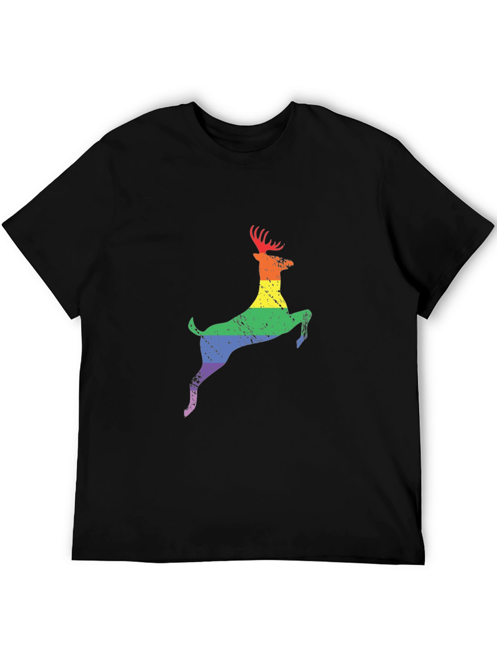 Rainbow Deer Graphic Tee - Black T-Shirt
