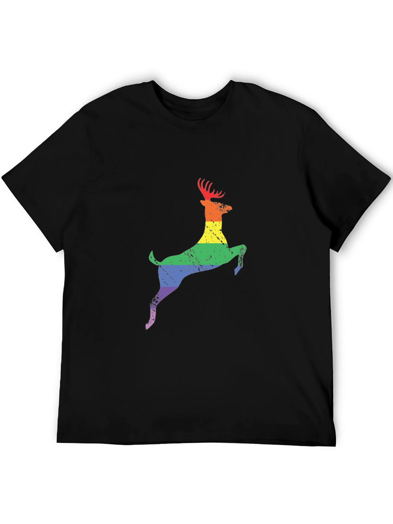 Rainbow Deer Graphic Tee - Black T-Shirt