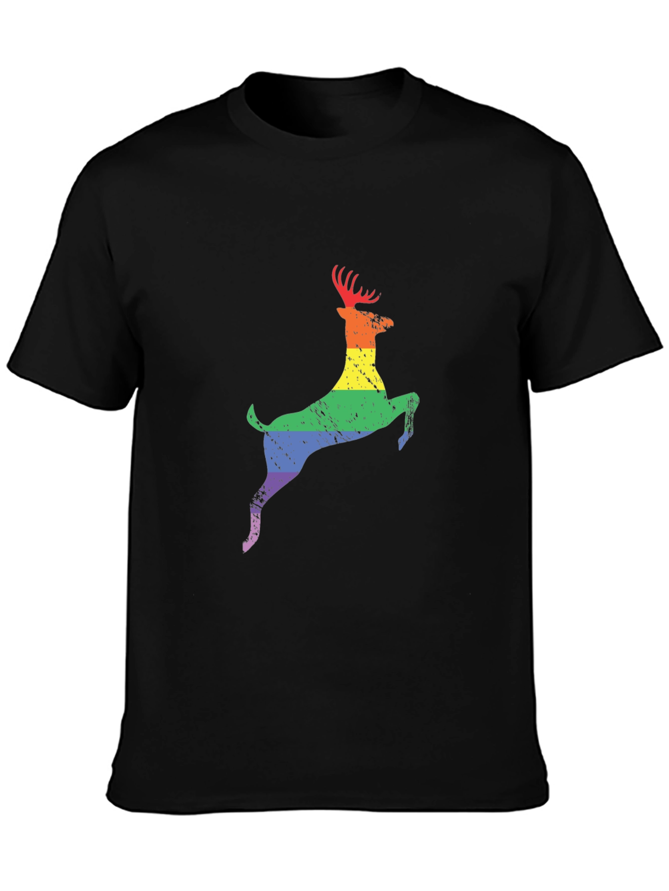 Rainbow Deer Graphic Tee - Black T-Shirt