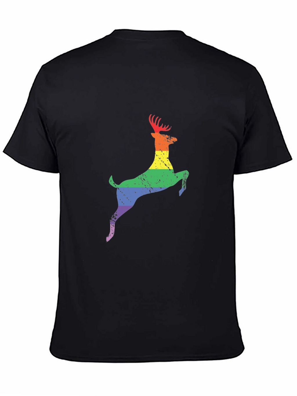 Rainbow Deer Graphic Tee - Black T-Shirt