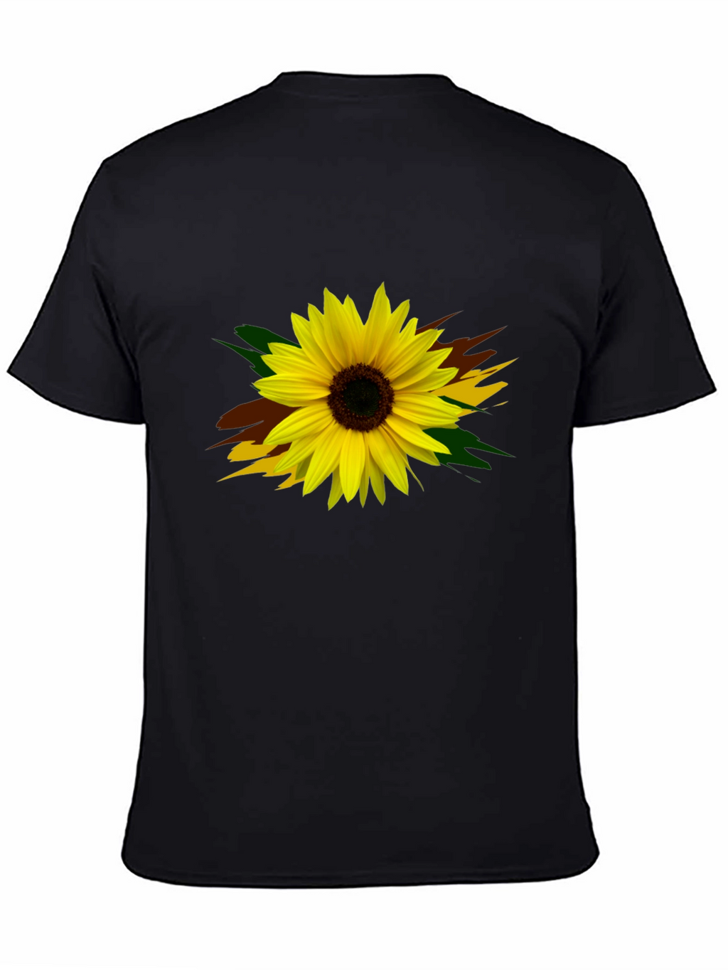 Sunflower Graphic Print Black T-Shirt