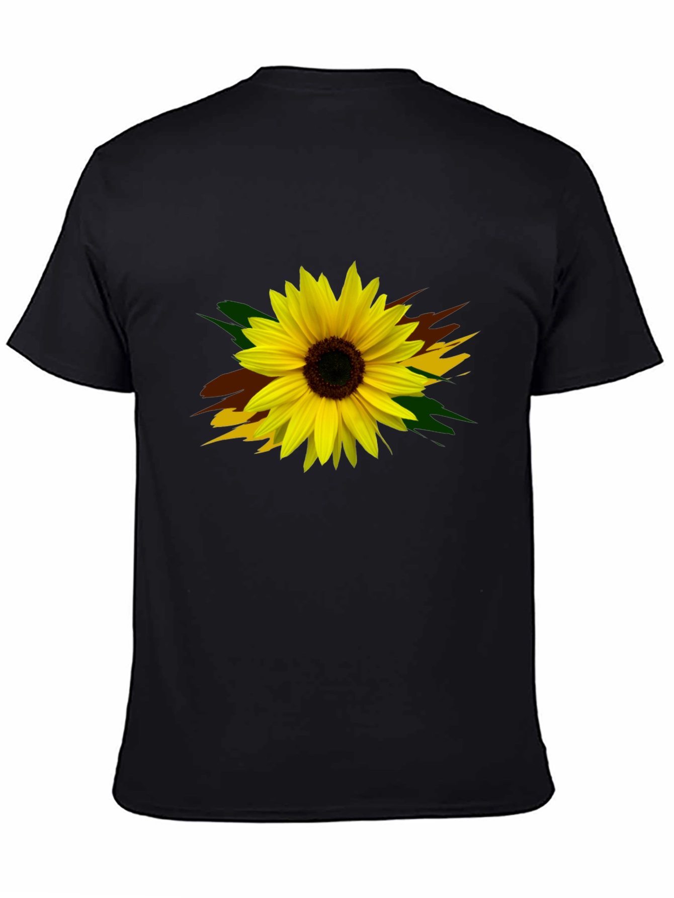 Sunflower Graphic Print Black T-Shirt