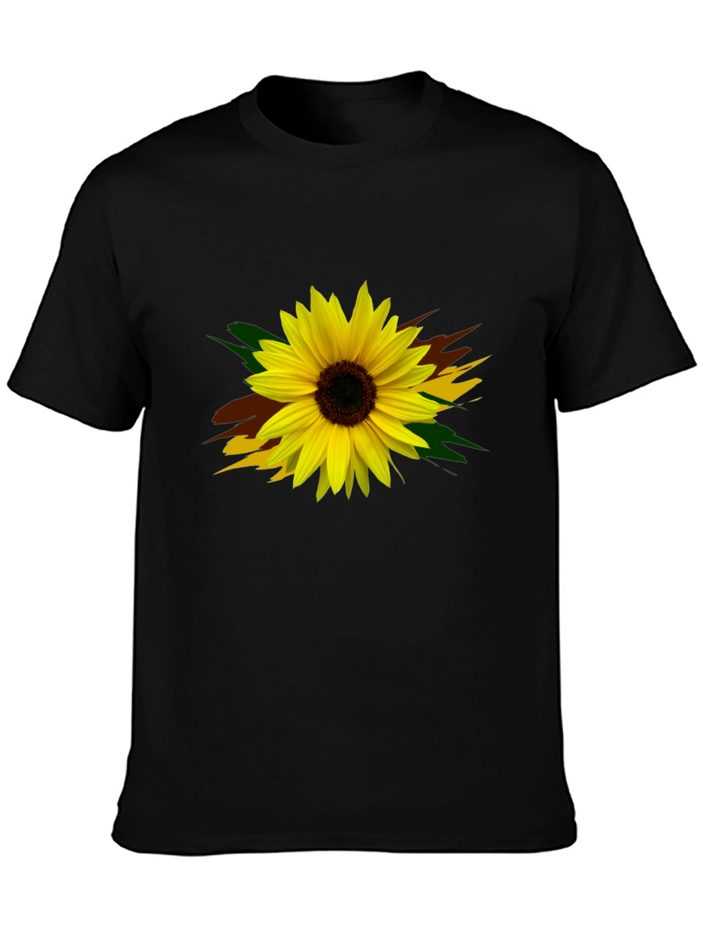 Sunflower Graphic Print Black T-Shirt