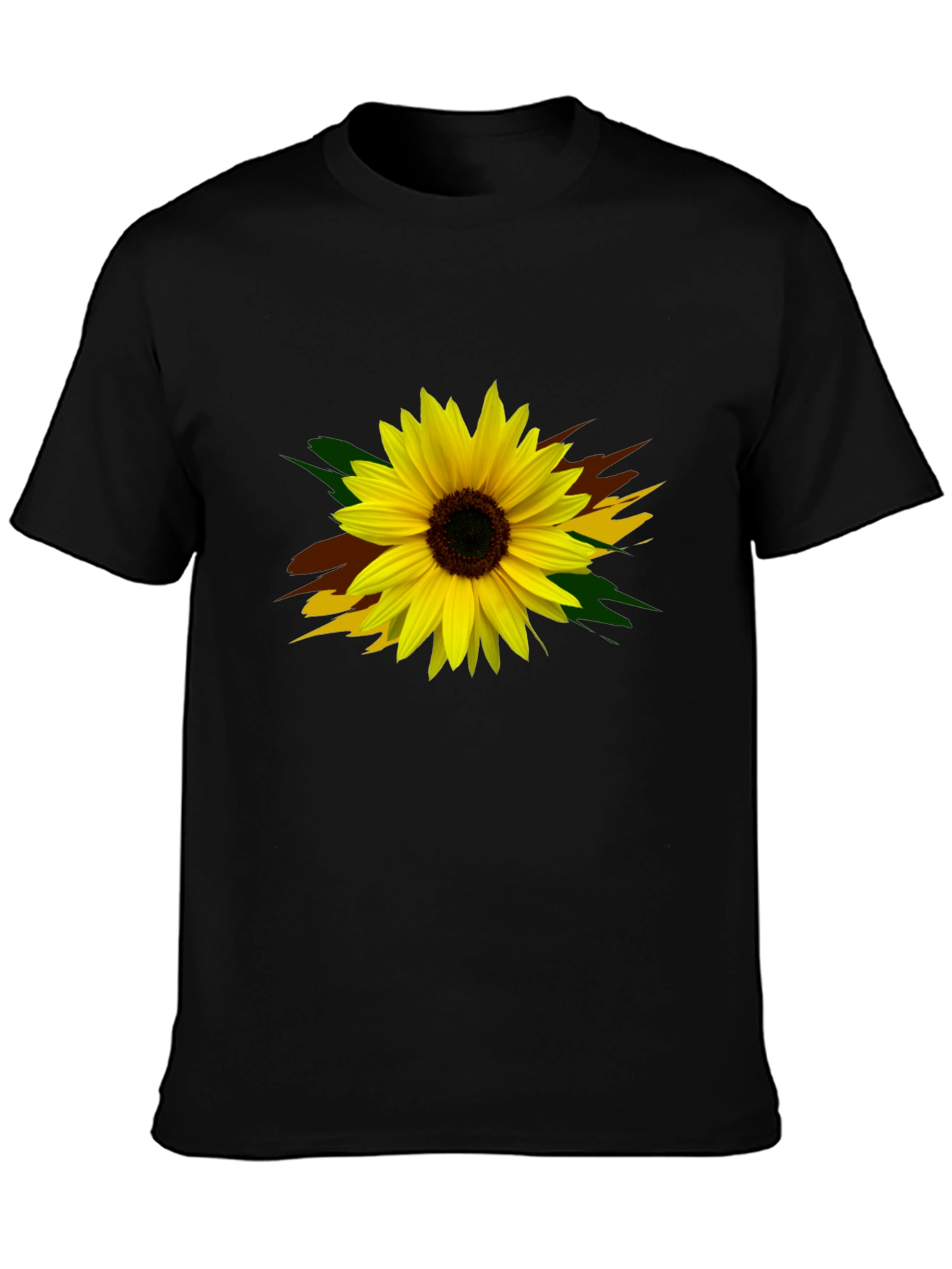 Sunflower Graphic Print Black T-Shirt