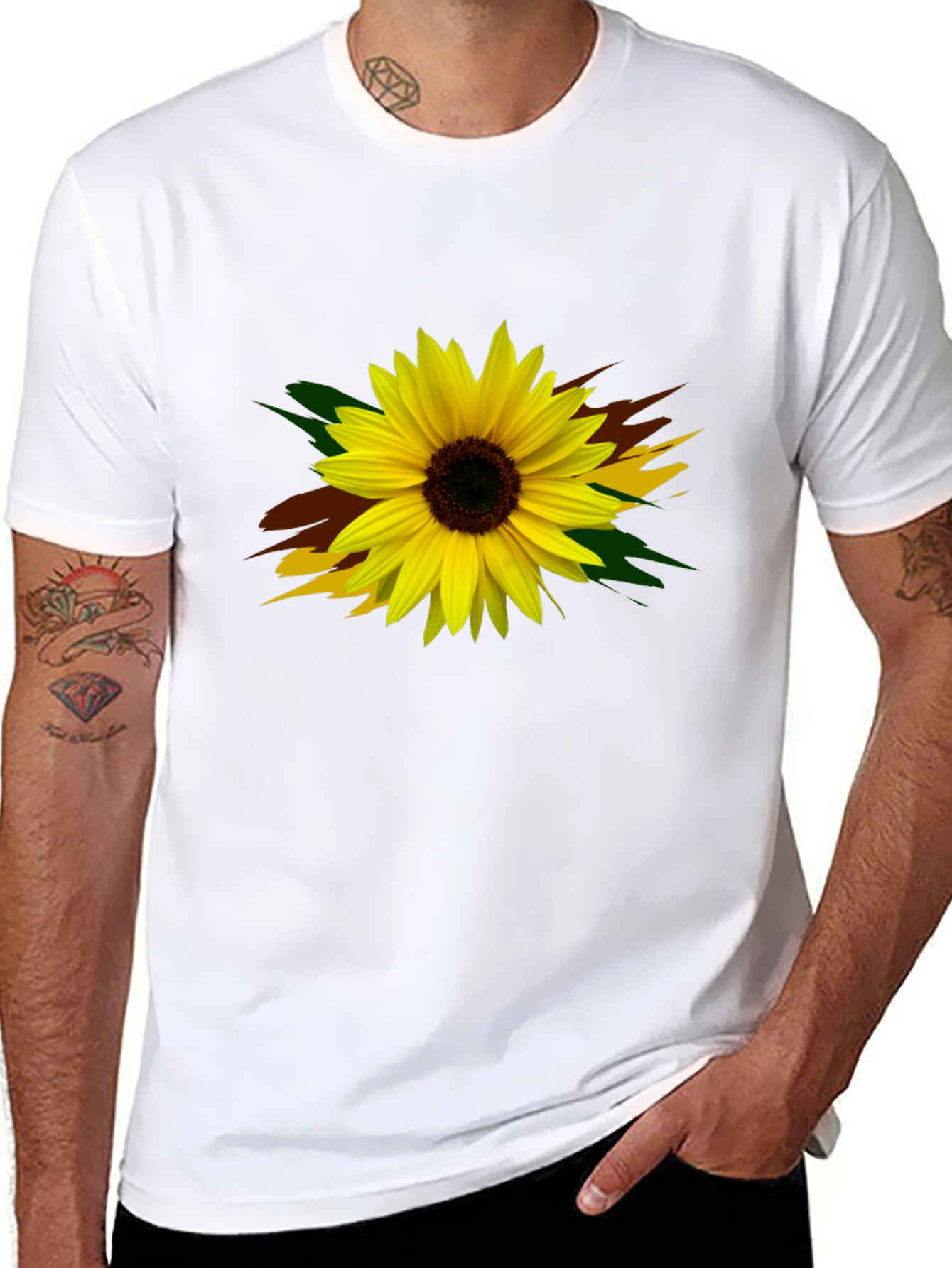 Sunflower Graphic Print Black T-Shirt