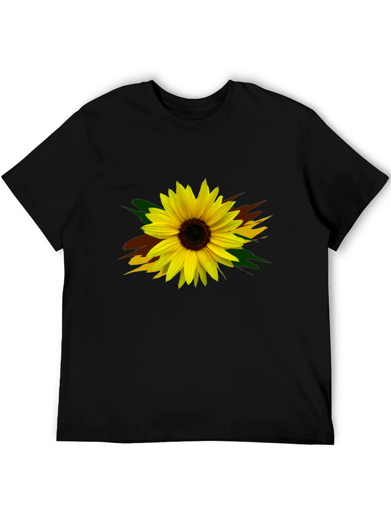Sunflower Graphic Print Black T-Shirt