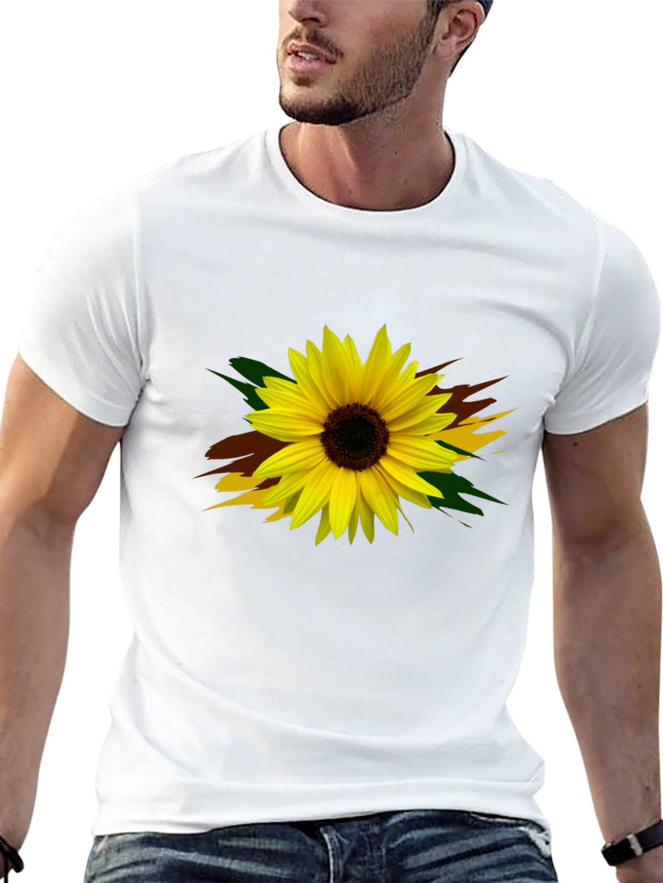 Sunflower Graphic Print Black T-Shirt