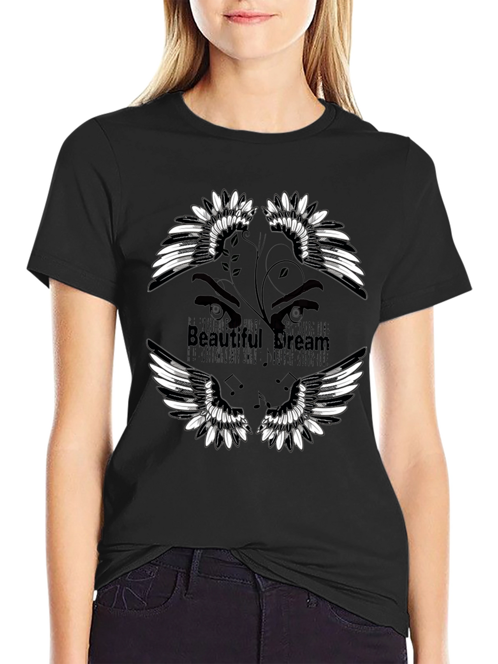 Beautiful Dream Graphic Print Black T-Shirt
