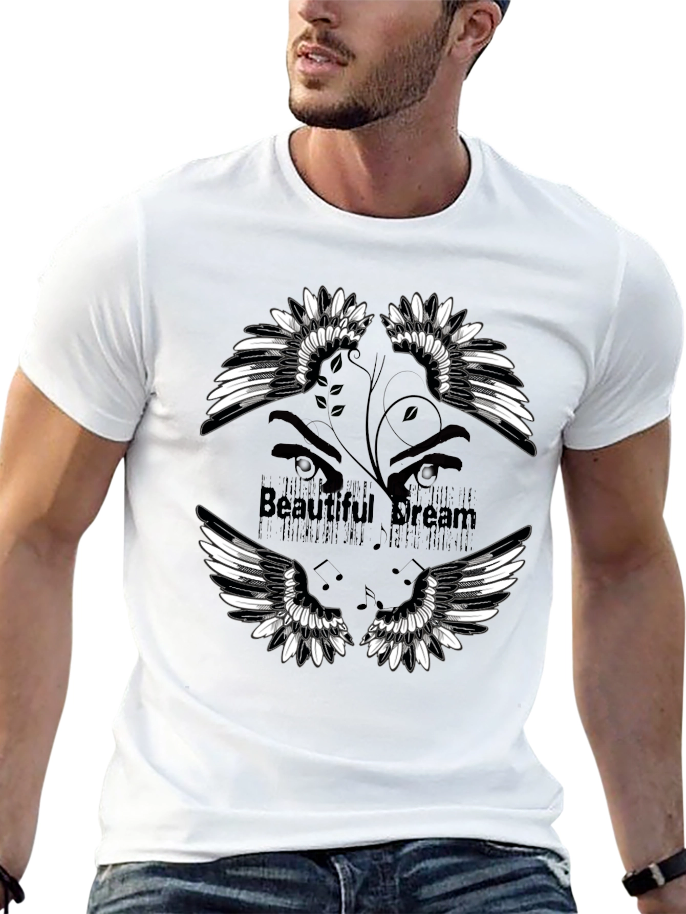 Beautiful Dream Graphic Print Black T-Shirt