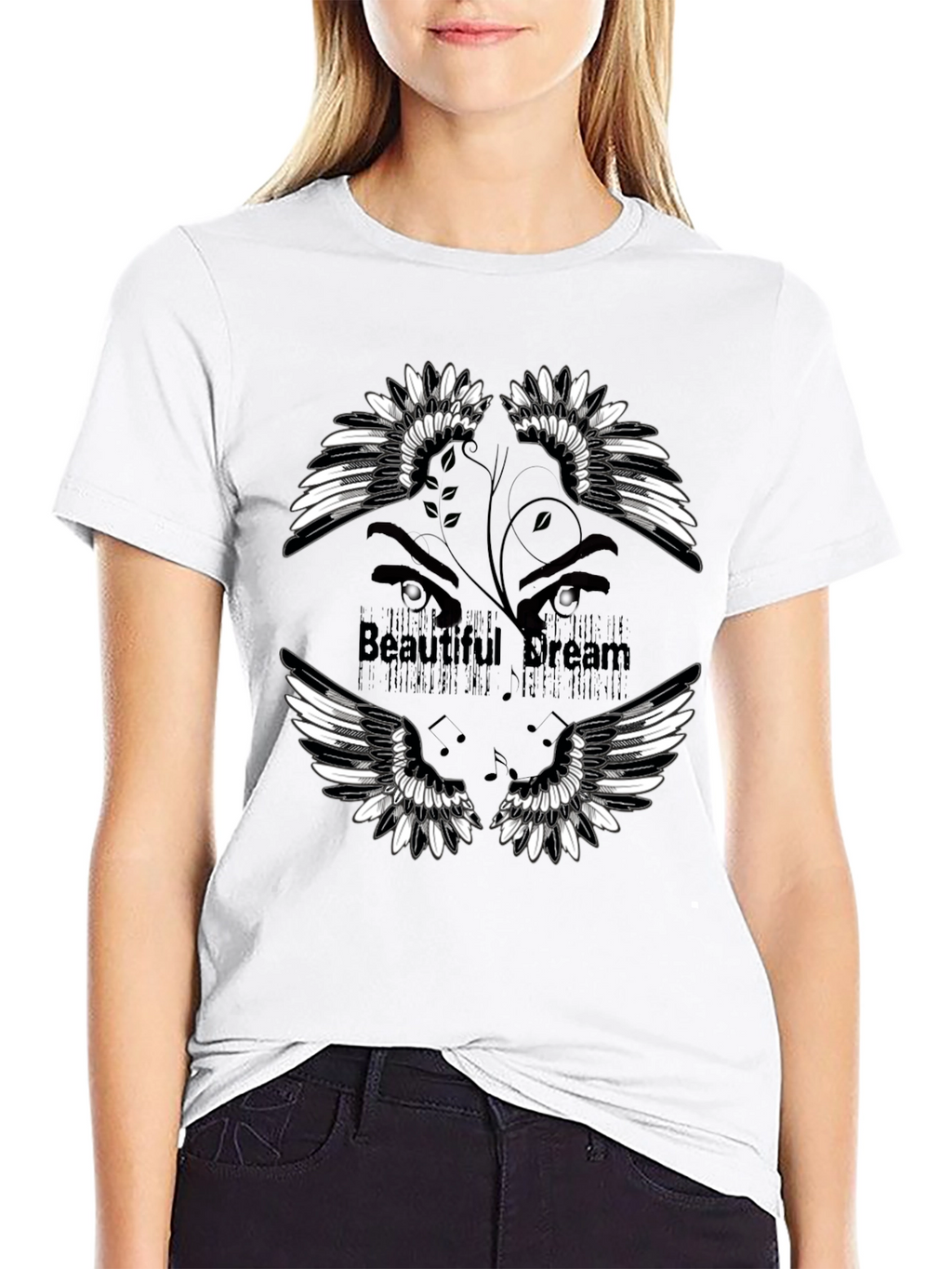 Beautiful Dream Graphic Print Black T-Shirt