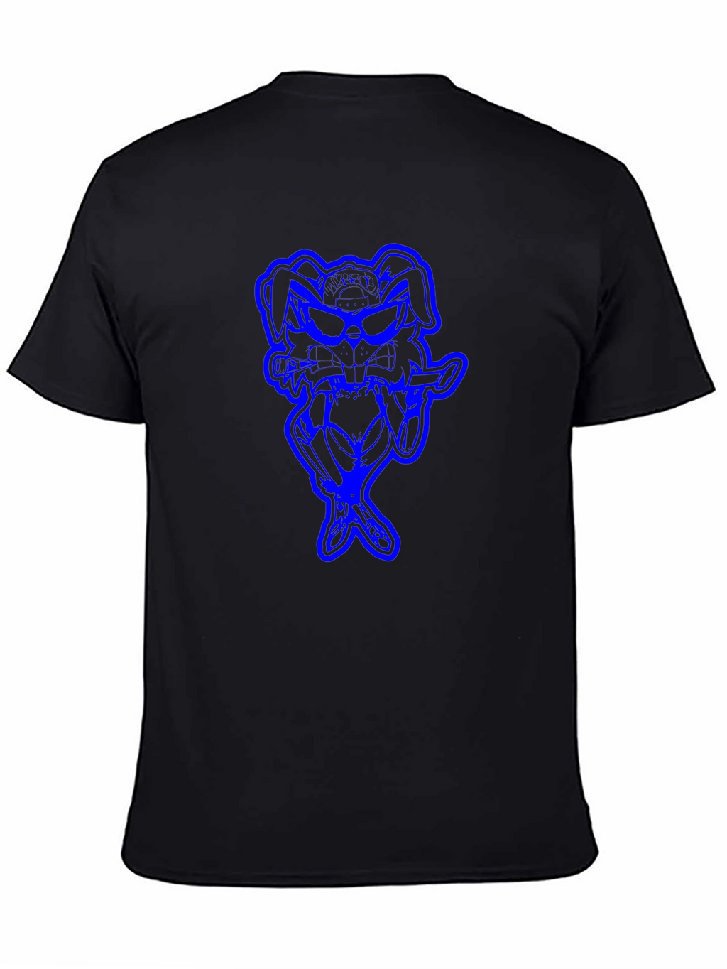 Cool Blue Bunny Graphic Black T-Shirt