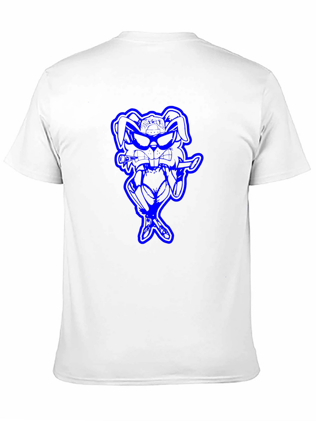 Cool Blue Bunny Graphic Black T-Shirt