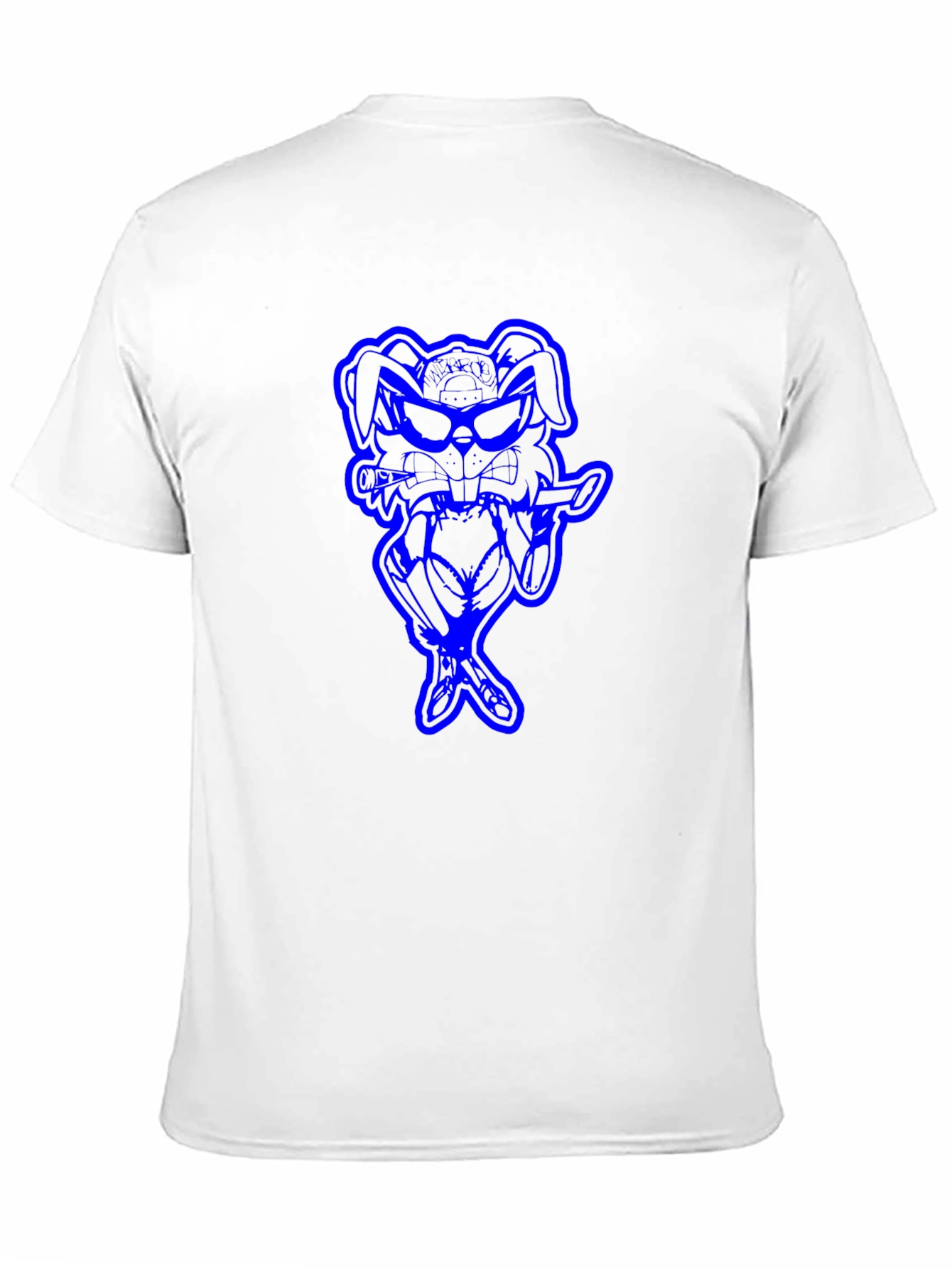 Cool Blue Bunny Graphic Black T-Shirt