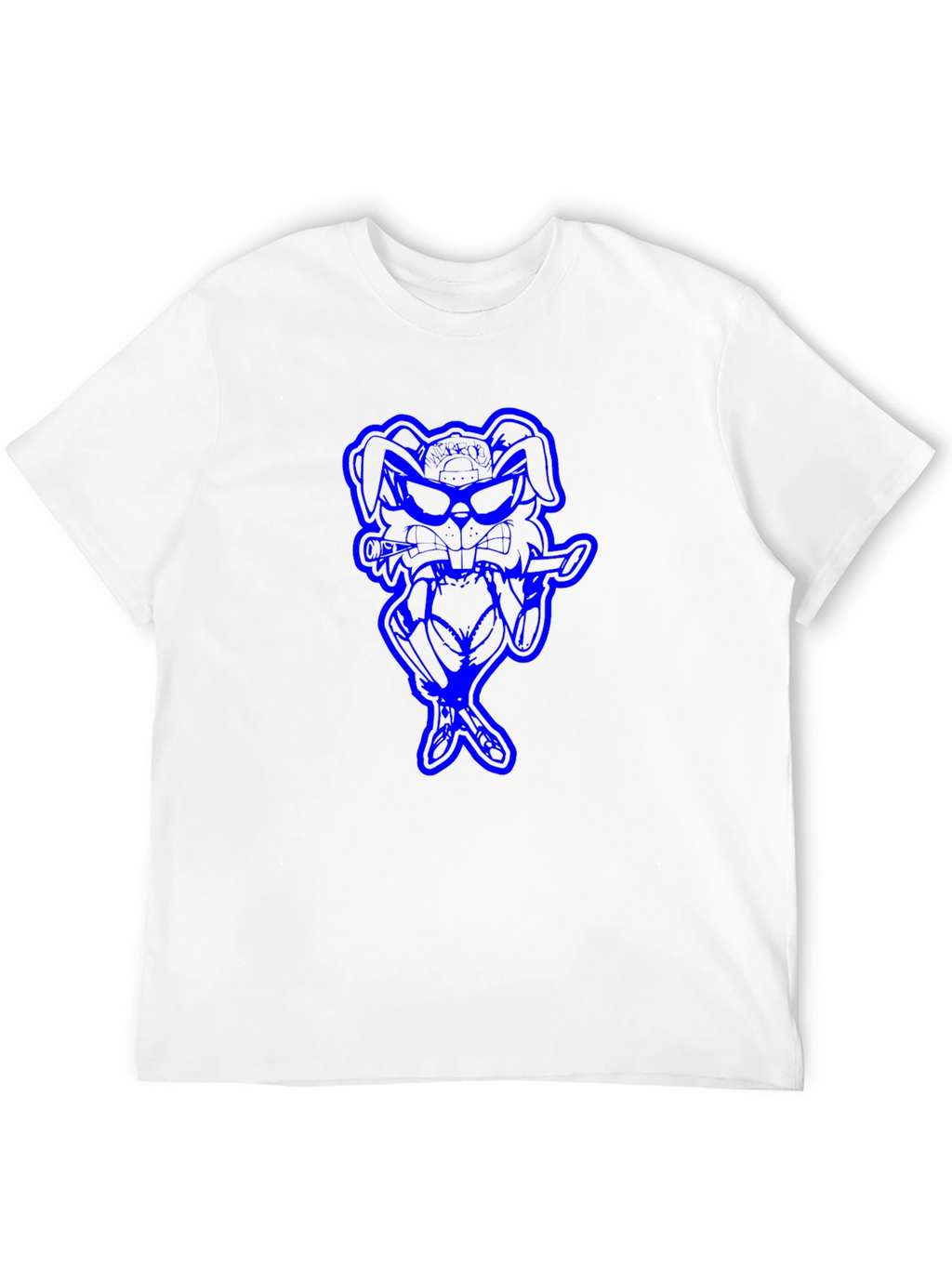 Cool Blue Bunny Graphic Black T-Shirt