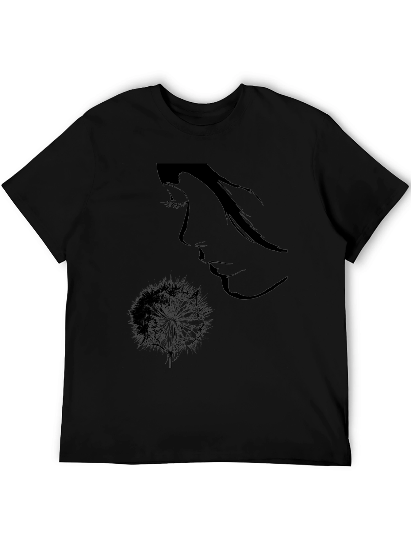 Black Graphic Tee - Woman & Dandelion Print
