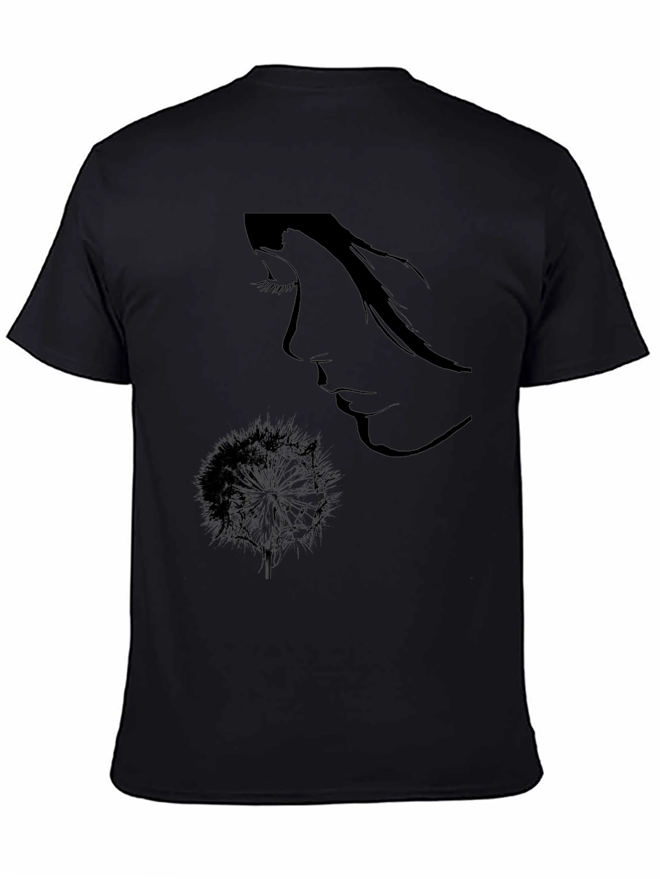 Black Graphic Tee - Woman & Dandelion Print
